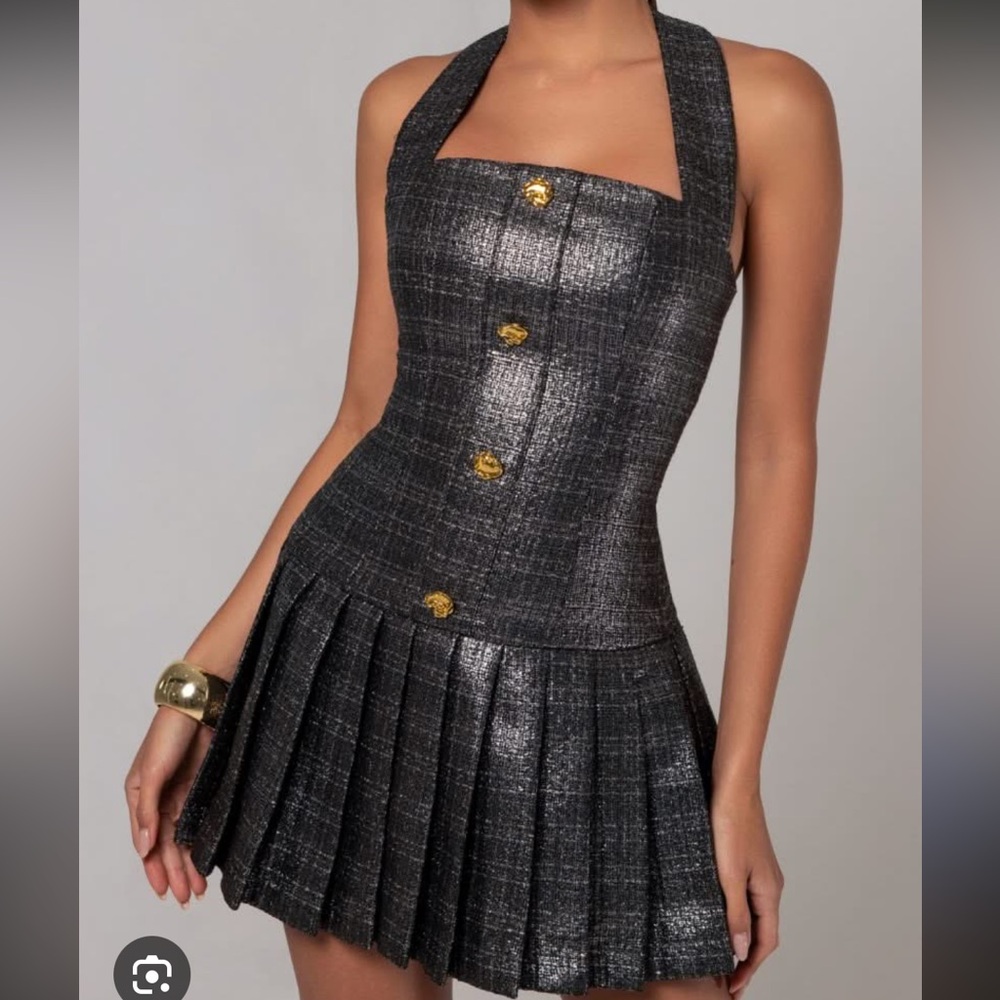 Heiress Beverly Hills Metallic Tweed Flare Dress